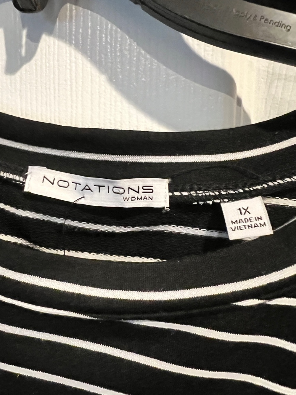 Notations Black & White Striped Crewneck Tee - 1X